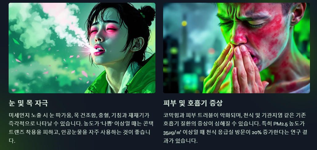 미세먼지가 인체에 미치는 단기적 영향