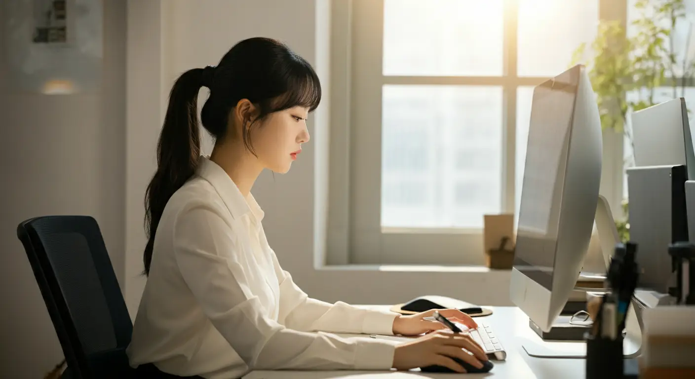 일하고 있는 여성