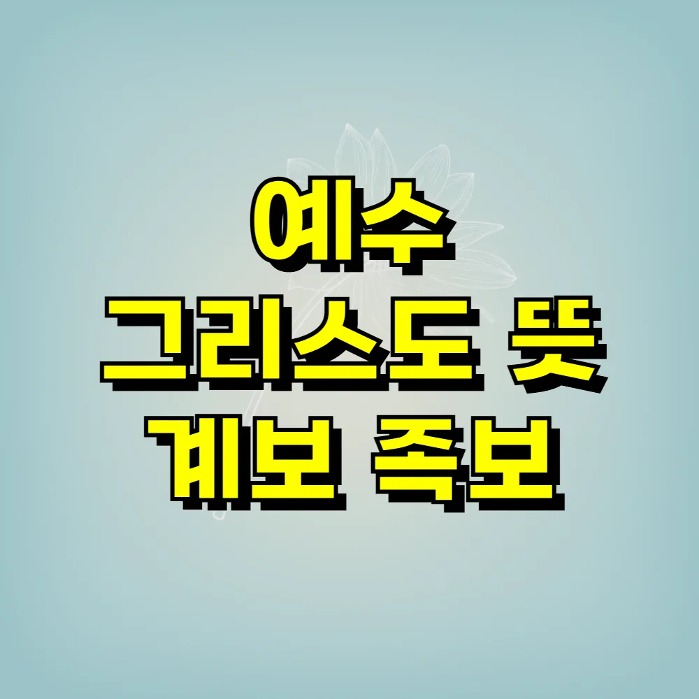 예수 그리스도 뜻 계보 족보