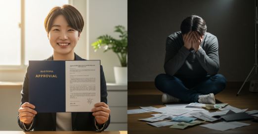 개인회생 성공해서 기뻐하는 모습과 실패해서 좌절한 모습