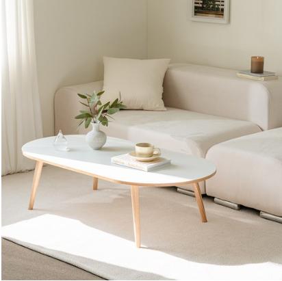 우드레이 핀우드 원목 라운드 거실 테이블 XL, 우드엣지