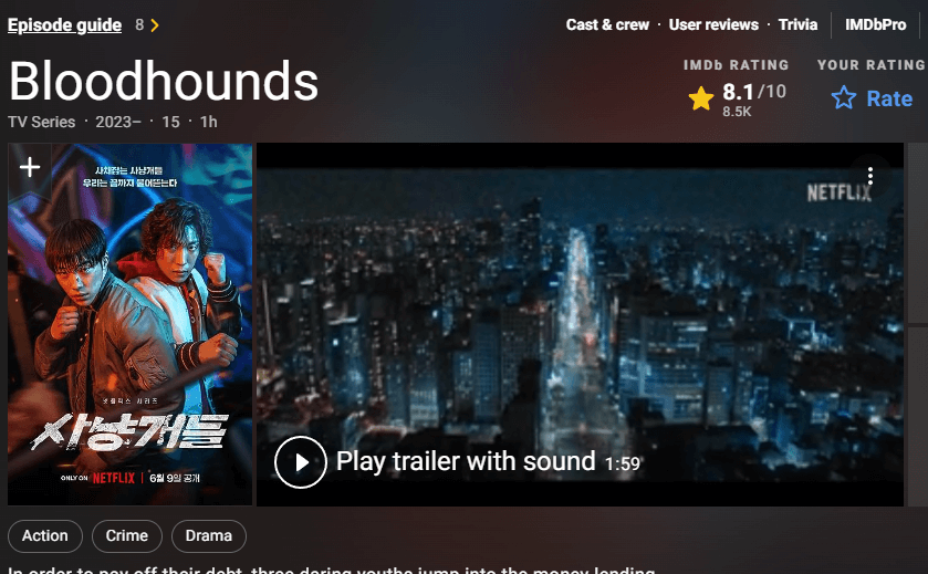 사냥개들 줄거리, 출연진, 평점, 후기