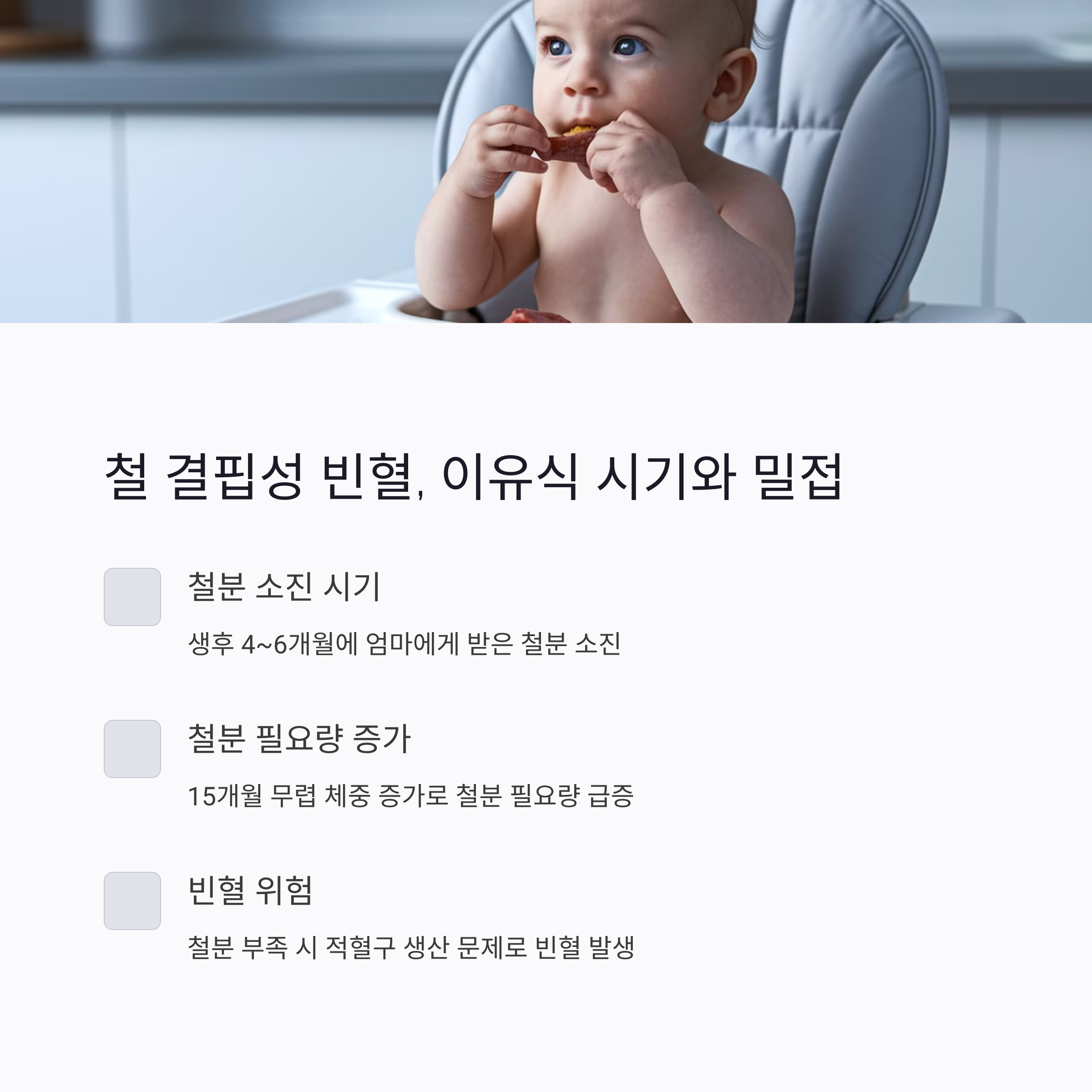 철 결핍성 빈혈 시기 및 이유식 시점