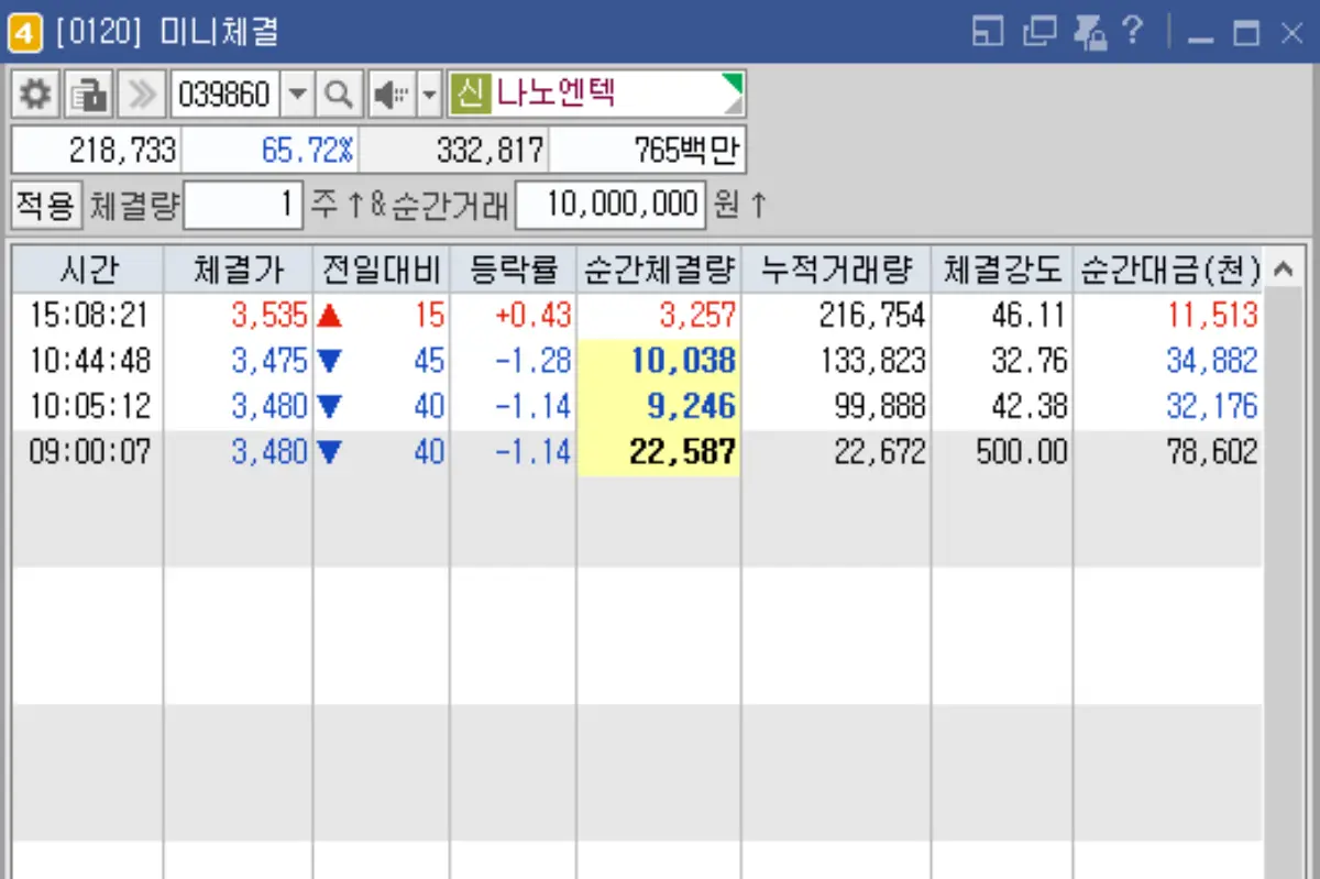 미니체결 순간 거래대금 설정 (3)