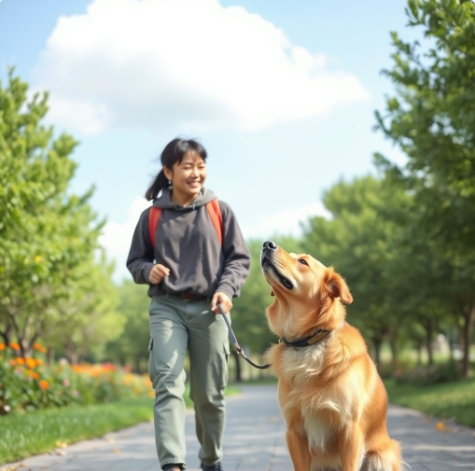 반려견과 산책하는 반려견