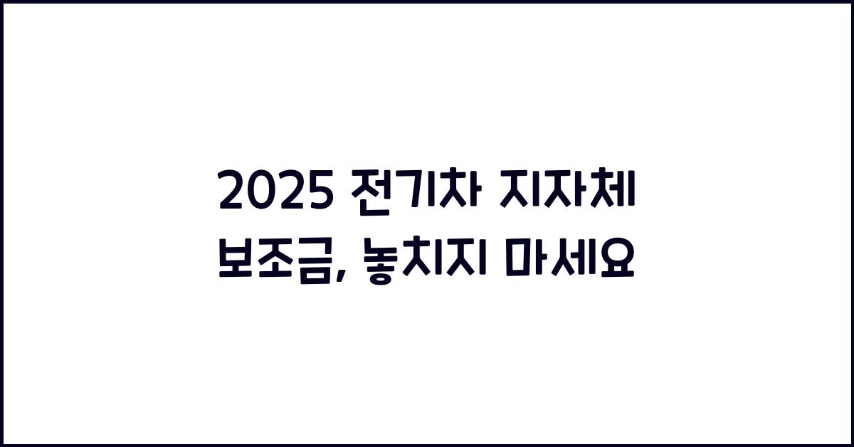 2025 전기차 지자체 보조금