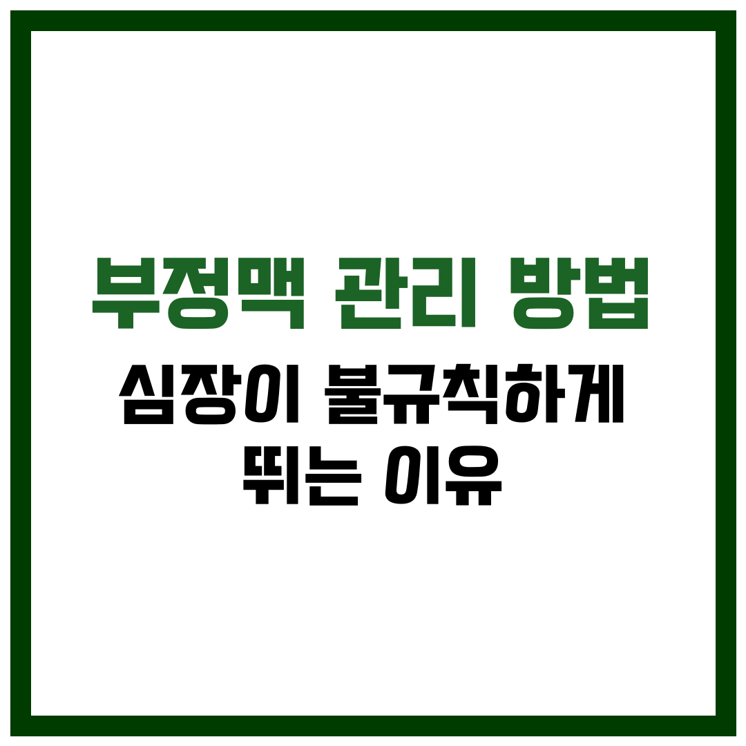 부정맥 관리 방법