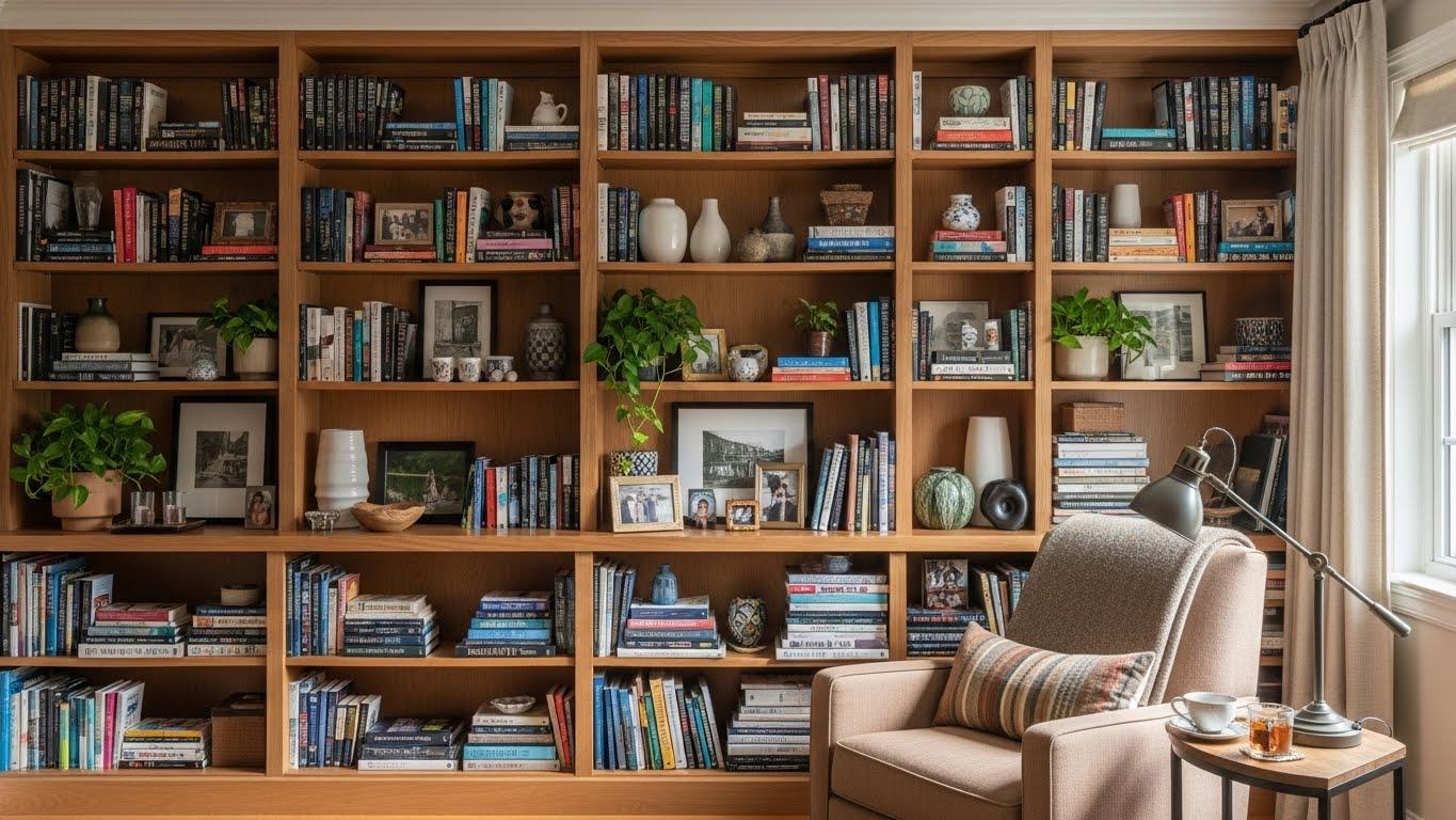 거실 인테리어 책꽂이