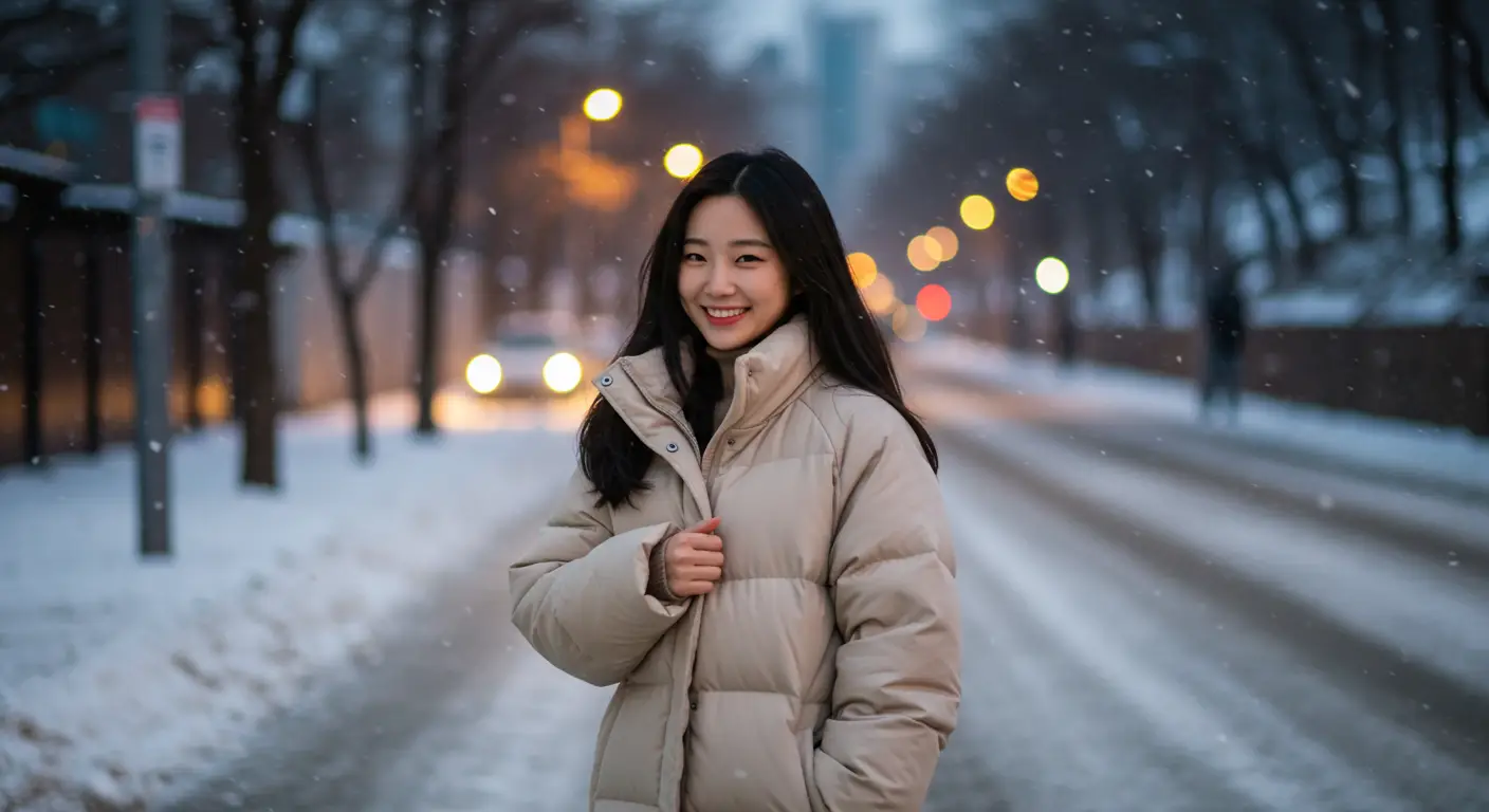 패딩 차림의 여성