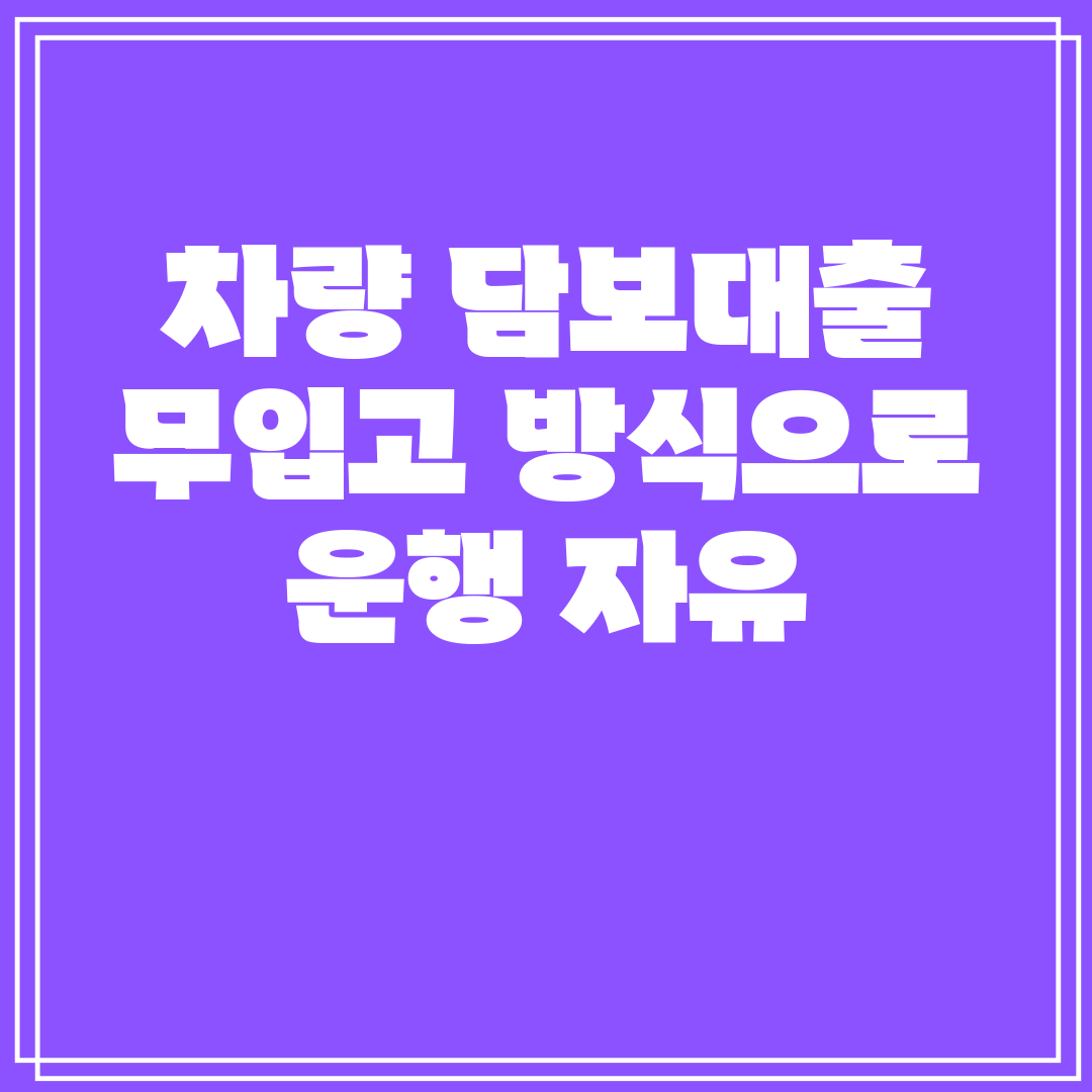 차량 담보대출 무입고 방식으로 운행 자유
