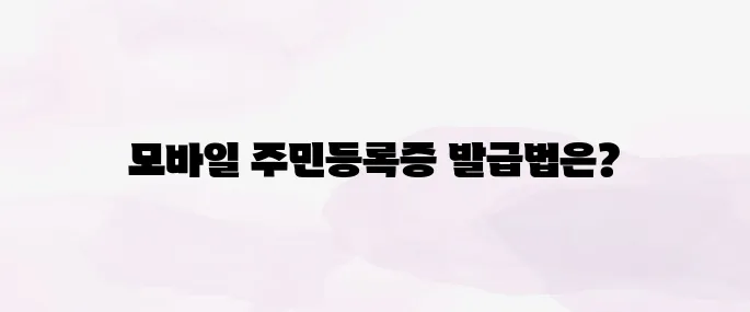 모바일 주민등록증 발급 방법 총정리 (2025년 기준)