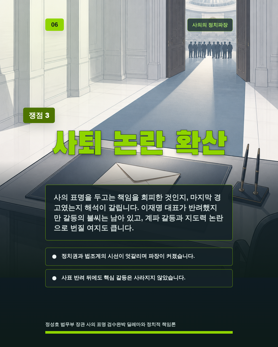 사퇴 논란 확산