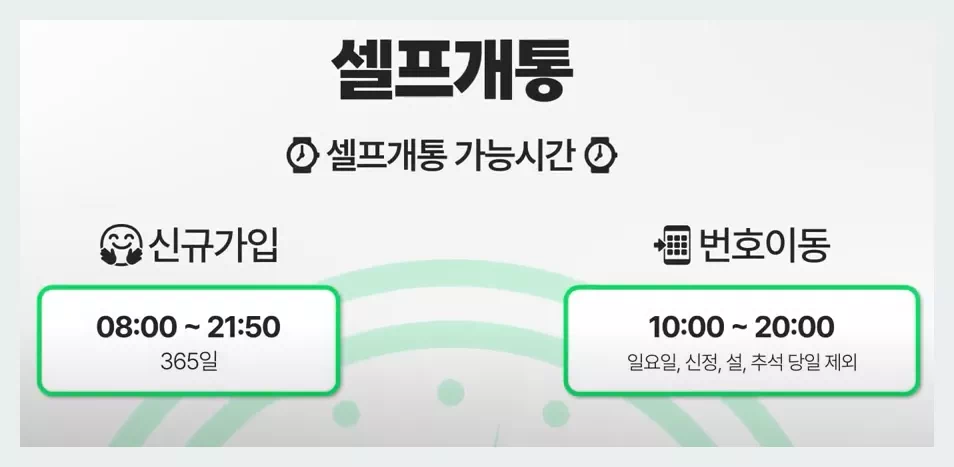 스카이라이프 유심 셀프 개통시간