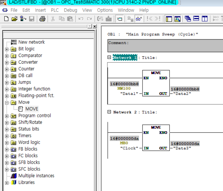 SIEMENS S7-300 PLC 및 ET200 ECO OPC 통신 구축 완료 2
