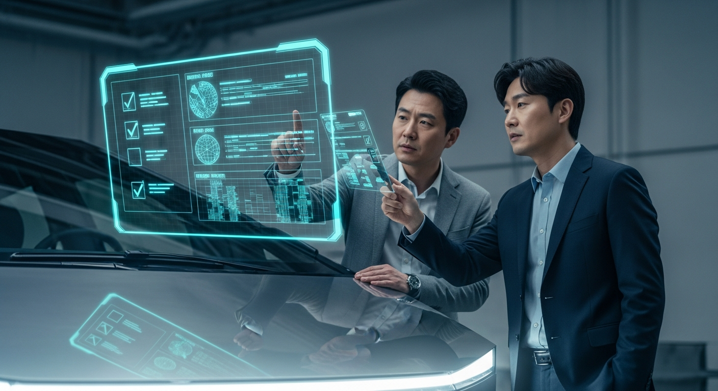 국토부 산하 자동차안전연구원 KATRI에서 안전 기준 검증 막바지 단계에 있는 테슬라 사이버트럭 전면부