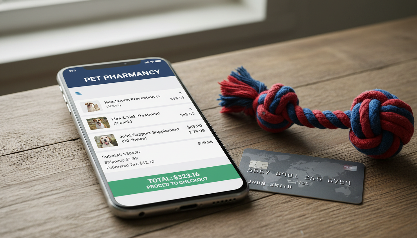 가성비 좋은 해외 직구 사이트에서 강아지 구충제를 결제하는 스마트폰 화면