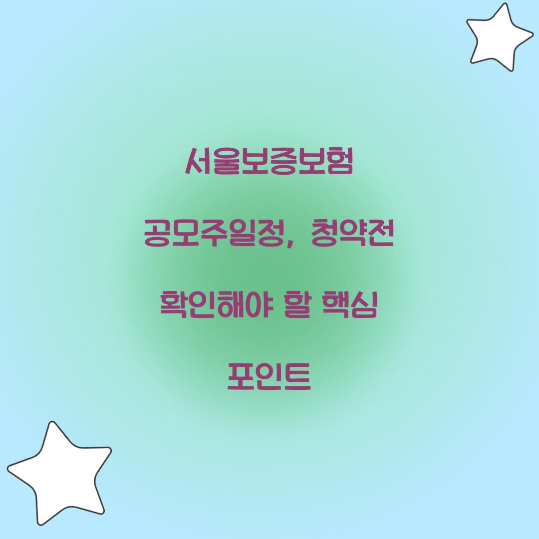 서울보증보험 공모주일정