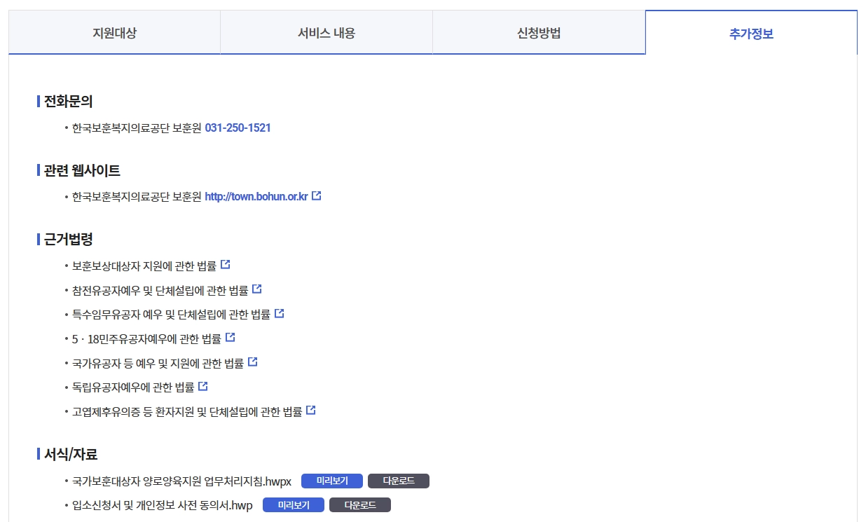 보훈대상자 양로지원 신청자격,입소절차,입소대상 3분 확인