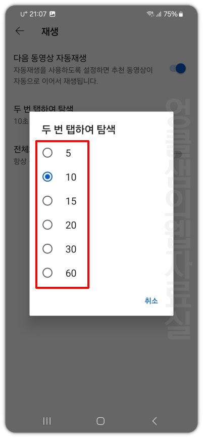 유튜브 건너뛰기 시간 설정