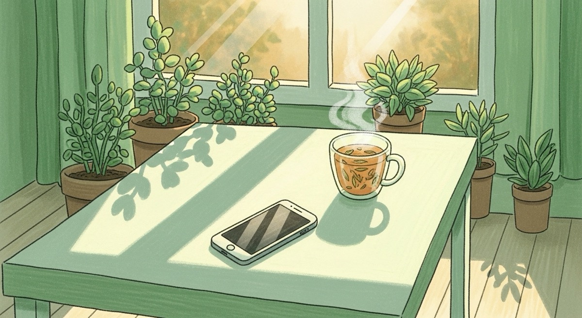 스마트폰을 멀리하고 휴식을 취하는 모습