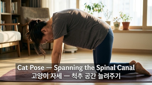 허리 협착증 고양이 소 스트레칭 방법"