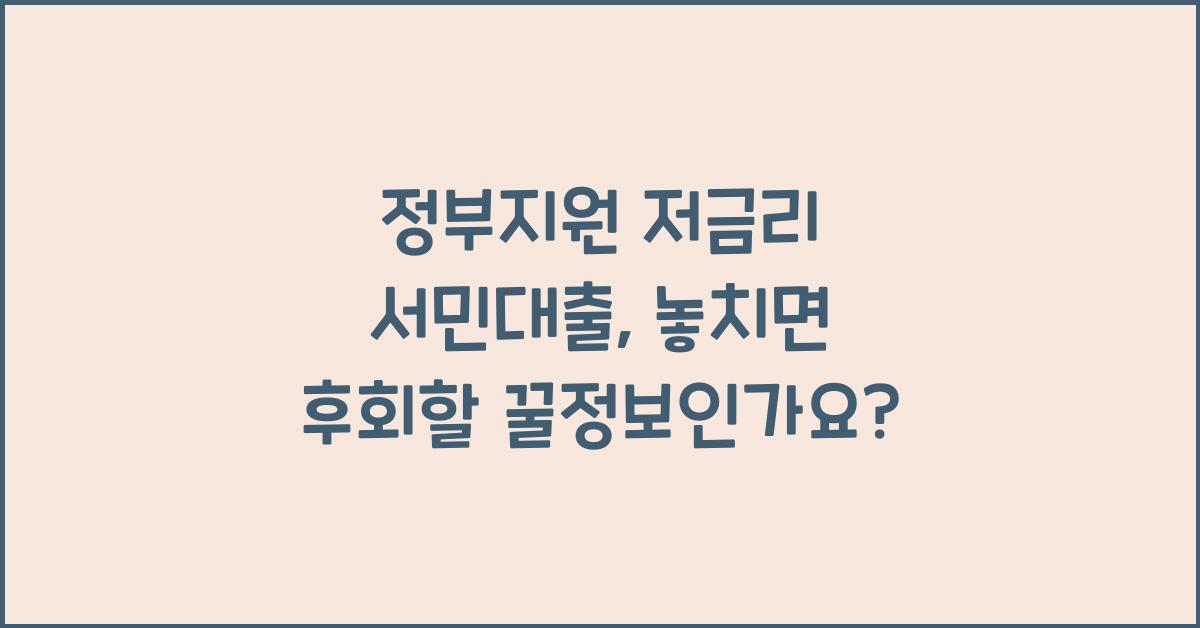 정부지원 저금리 서민대출