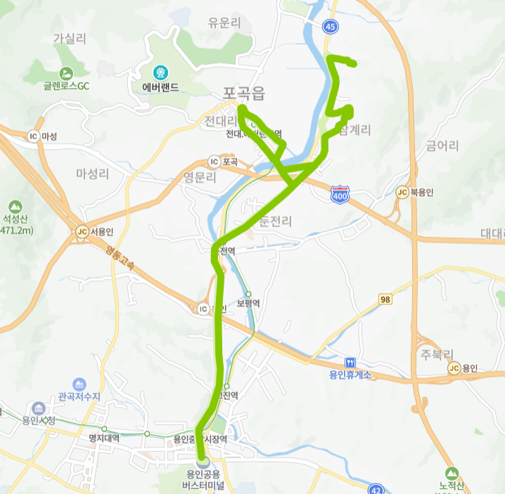 용인-85번-버스-노선-지도