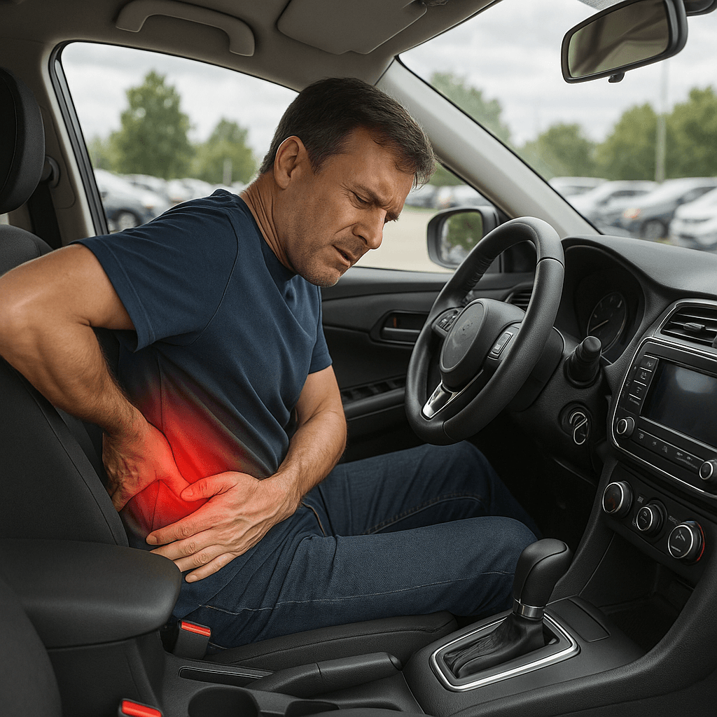 운전 시, 허리 통증 관련 이미지