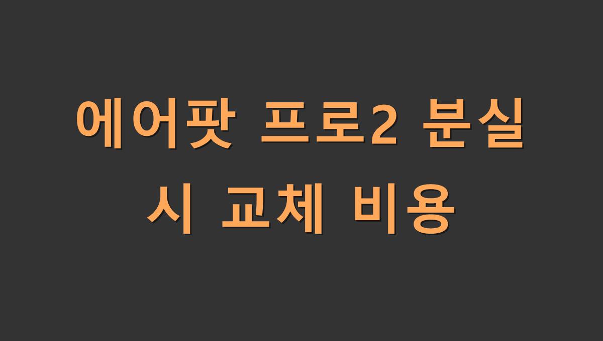 에어팟 프로2 분실 시 교체 비용