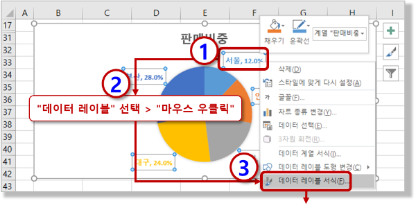 데이터 레이블 서식 선택