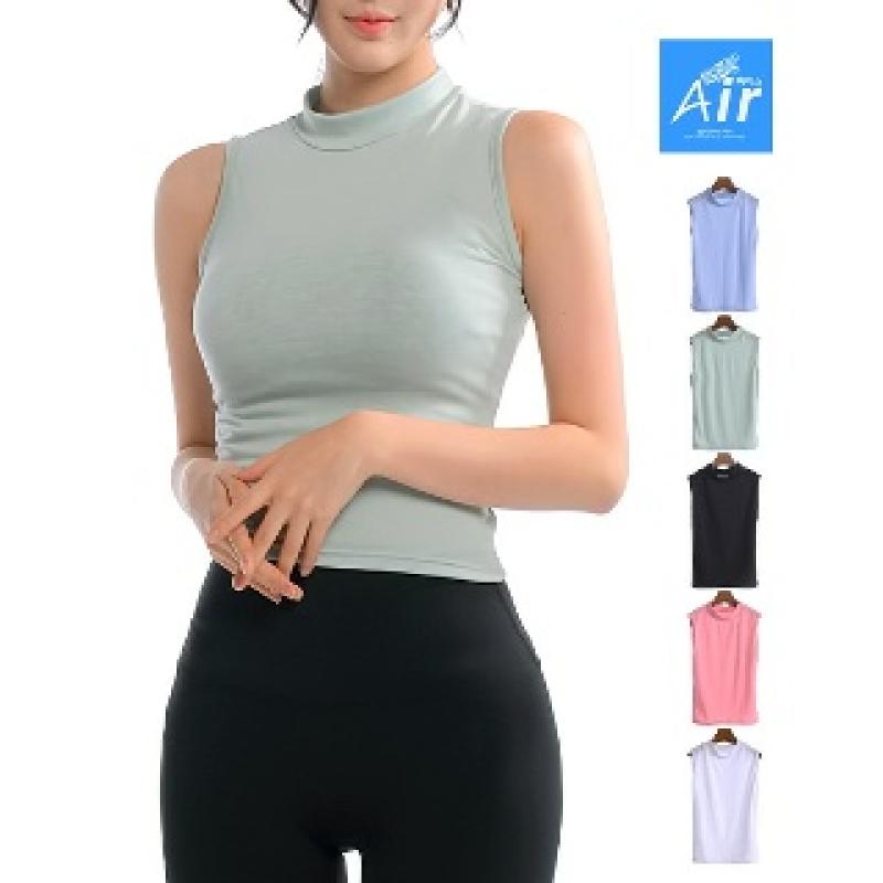 GREENICH 그리니치 휘트니스 하프넥 민소매 크롭티셔츠 탑 요가복