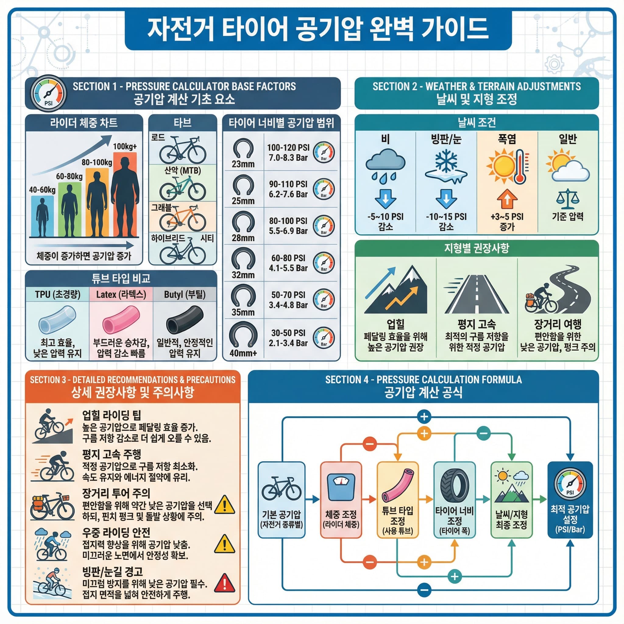 자전거 타이 적정 공기압