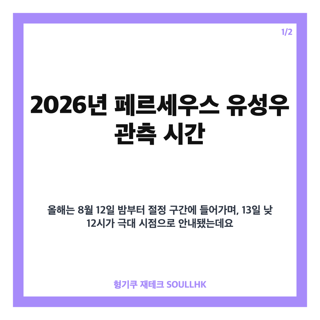 페르세우스 유성우 관측 시간과 안전한 별똥별 관측 요령 카드뉴스 1