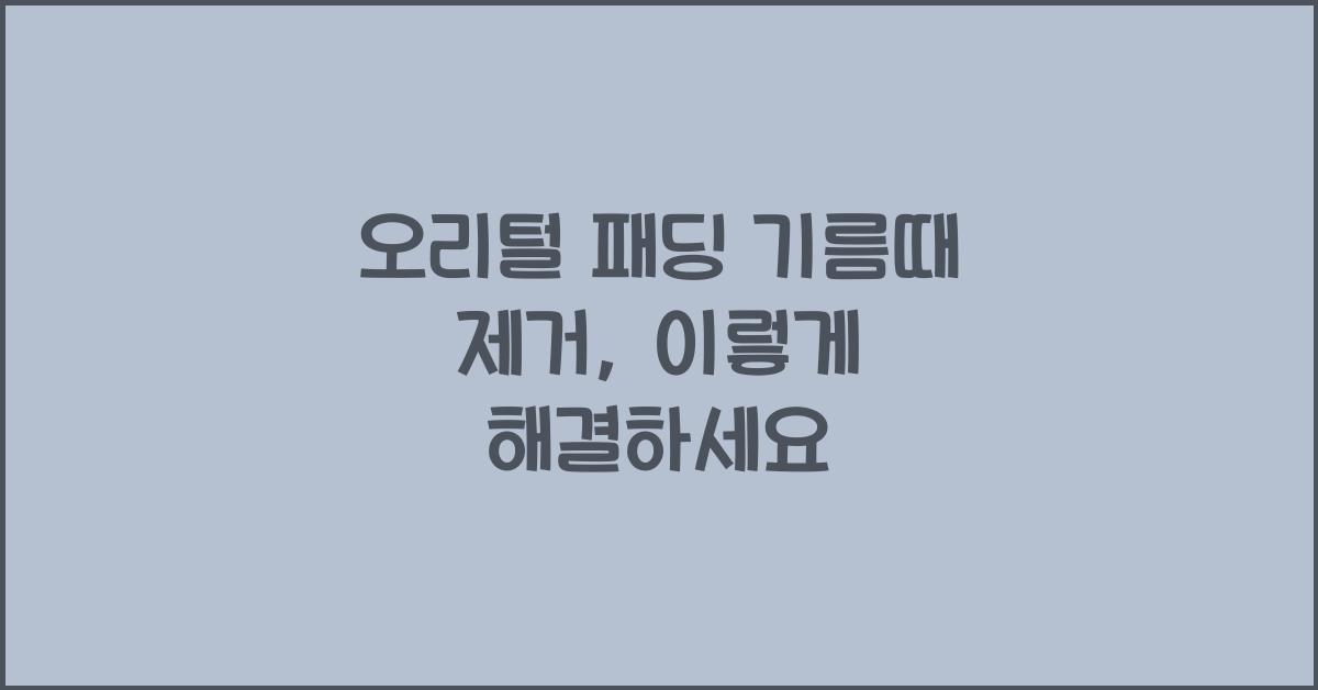 오리털 패딩 기름때 제거