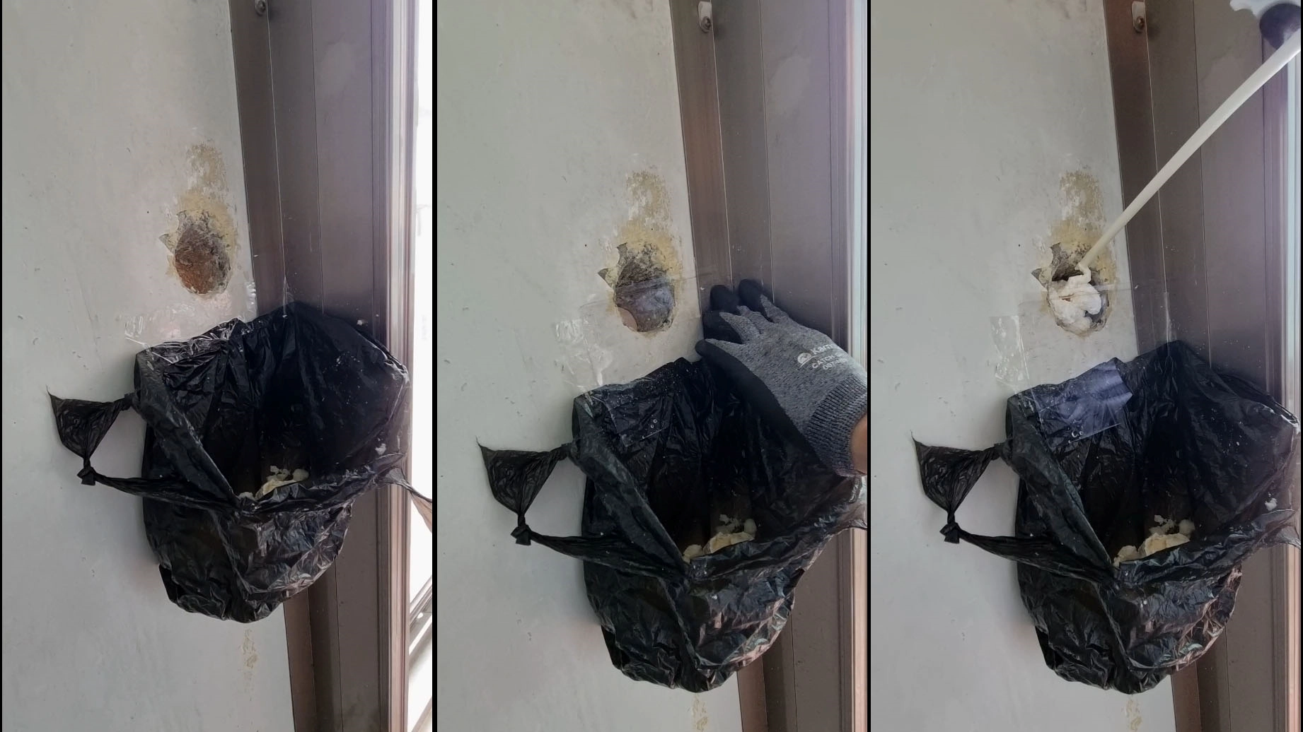 우레탄 폼 사용하는 모습