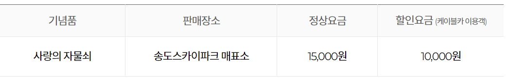 송도 케이블카 사랑의 자물쇠 요금