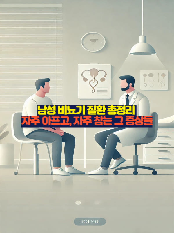 남성 환자가 비뇨기 증상 상담을 위해 병원을 방문한 의료 장면
