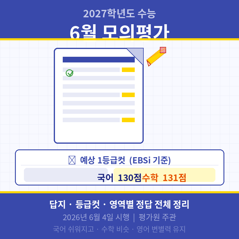 2027학년도 6월 모의고사 답지 등급컷 관련 이미지