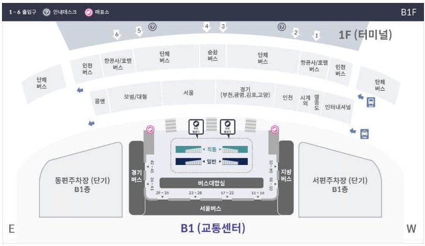 제2여객터미널 공항버스 이용시