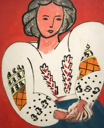 루마니아 풍의 블라우스를 입은 여인