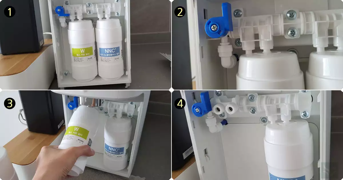 정수기 웰스WQ674WA 필터 교체 방법