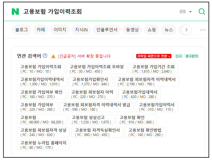 이커머스ai솔루션 네이버 검색량 조회