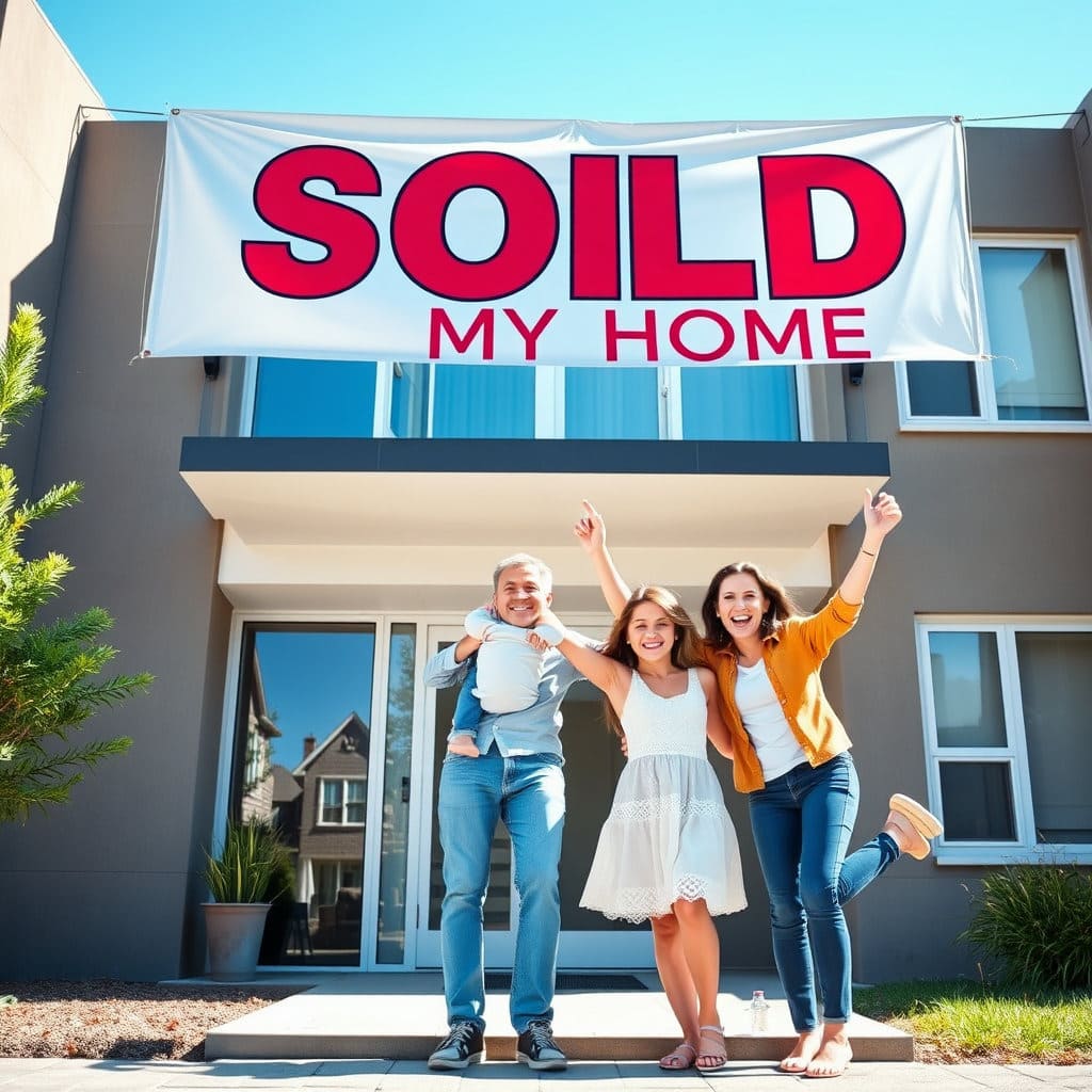 모든 대출 절차를 마치고 '성공적으로 내 집을 마련한' 최종적인 목표 달성을 보여줍니다. 독자들에게 희망과 동기 부여를 제공하며, 블로그 포스팅의 결론 부분에 적합한 이미지입니다.