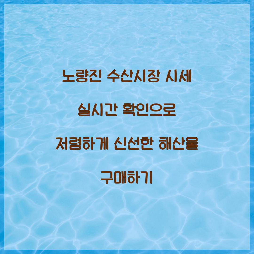 노량진 수산시장 시세 실시간 확인