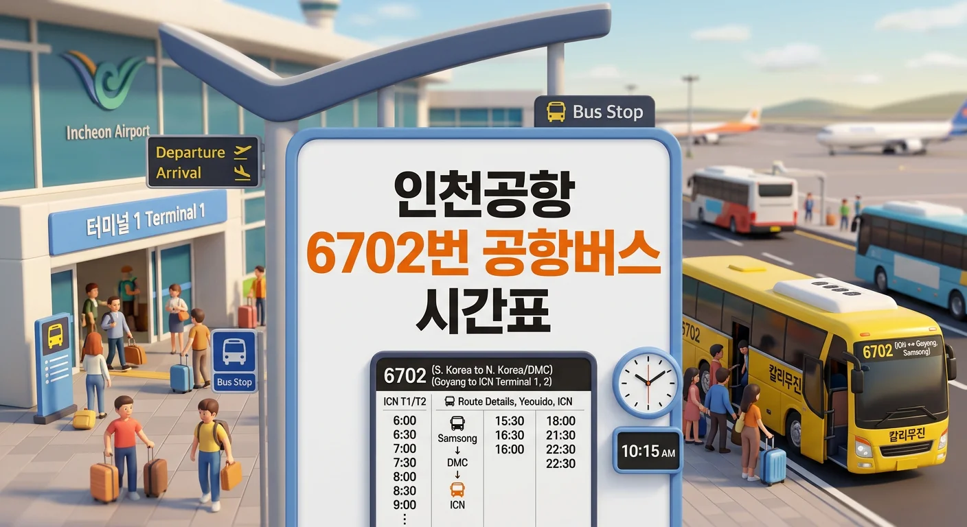인천공항 6702번 공항버스 시간표와 요금 (마포&middot;숭례문&middot;동대문 방면)