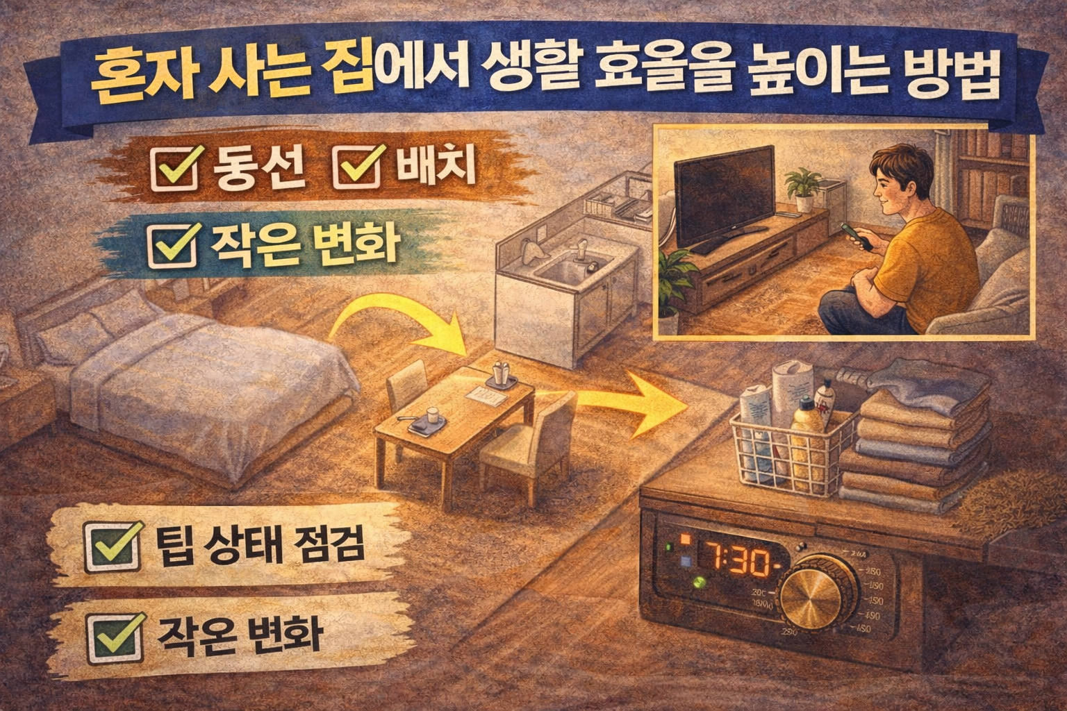 혼자 사는 집에서 생활 효율을 높이는 방법: 동선, 배치, 작은 변화로 만드는 쾌적한 일상