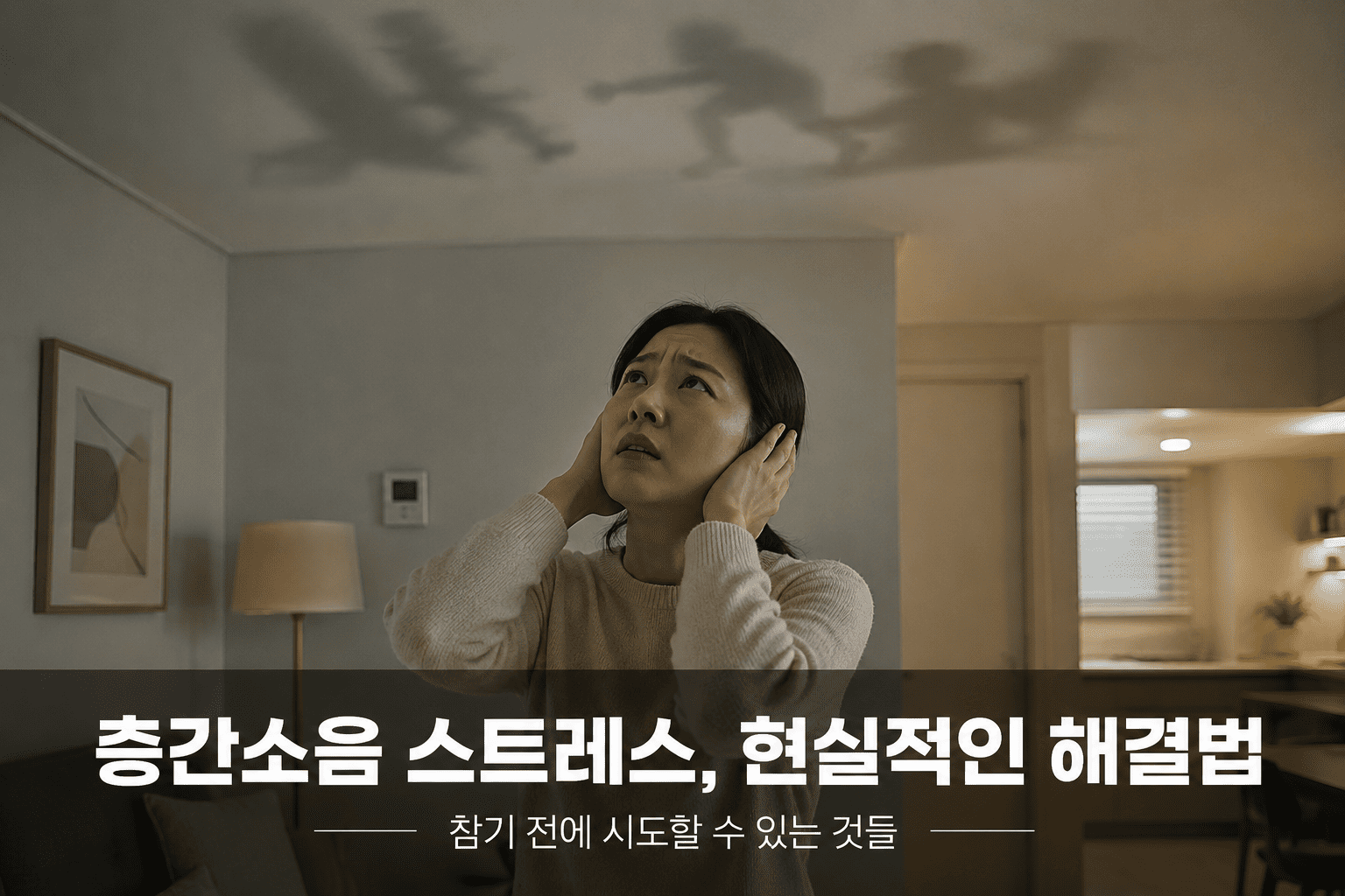 층간소음 스트레스를 받는 아파트 실내 모습
