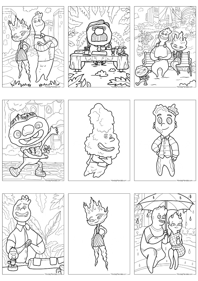 엘리멘탈 색칠공부 도안