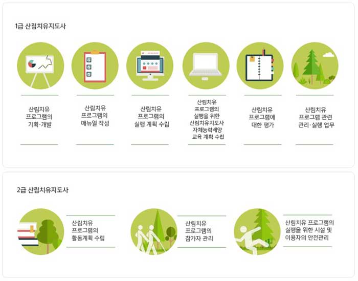 산림치유지도사 급수별 업무범위