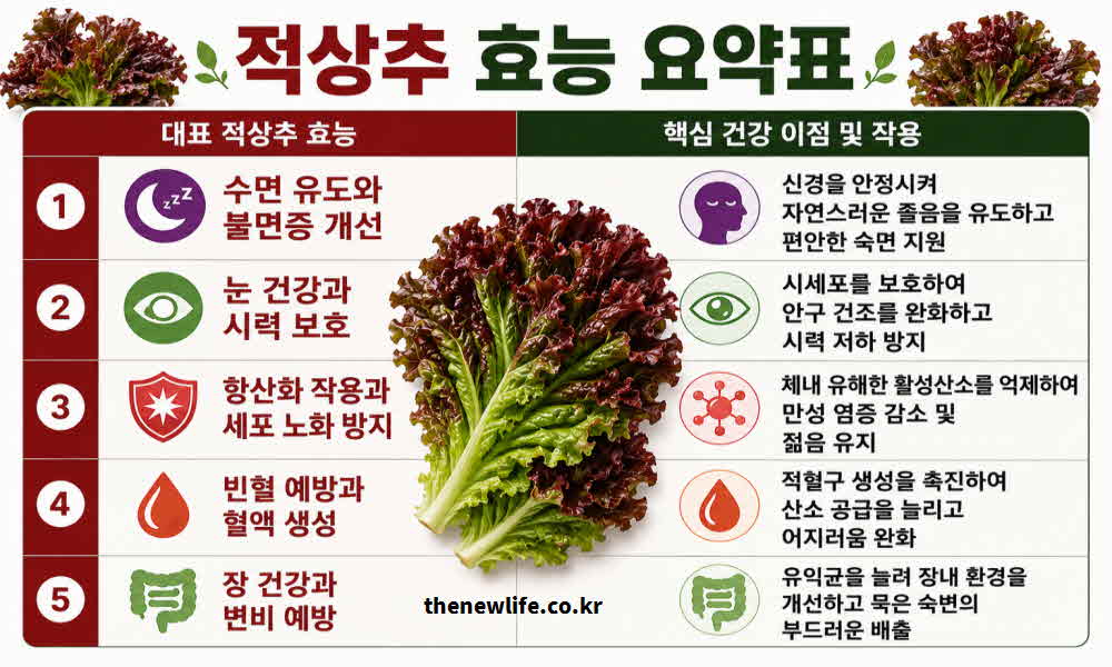 적상추 효능 요약표